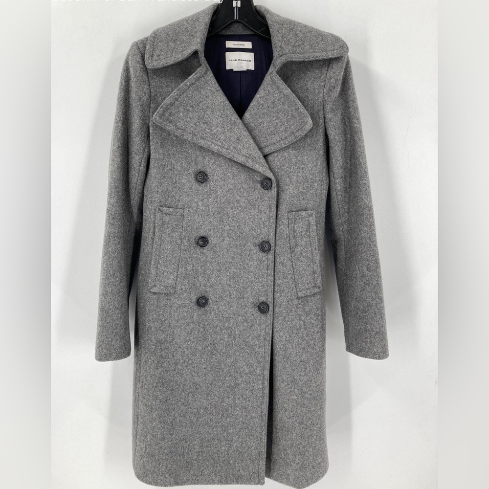 Club Monaco Double Breasted Grey Wool Coat